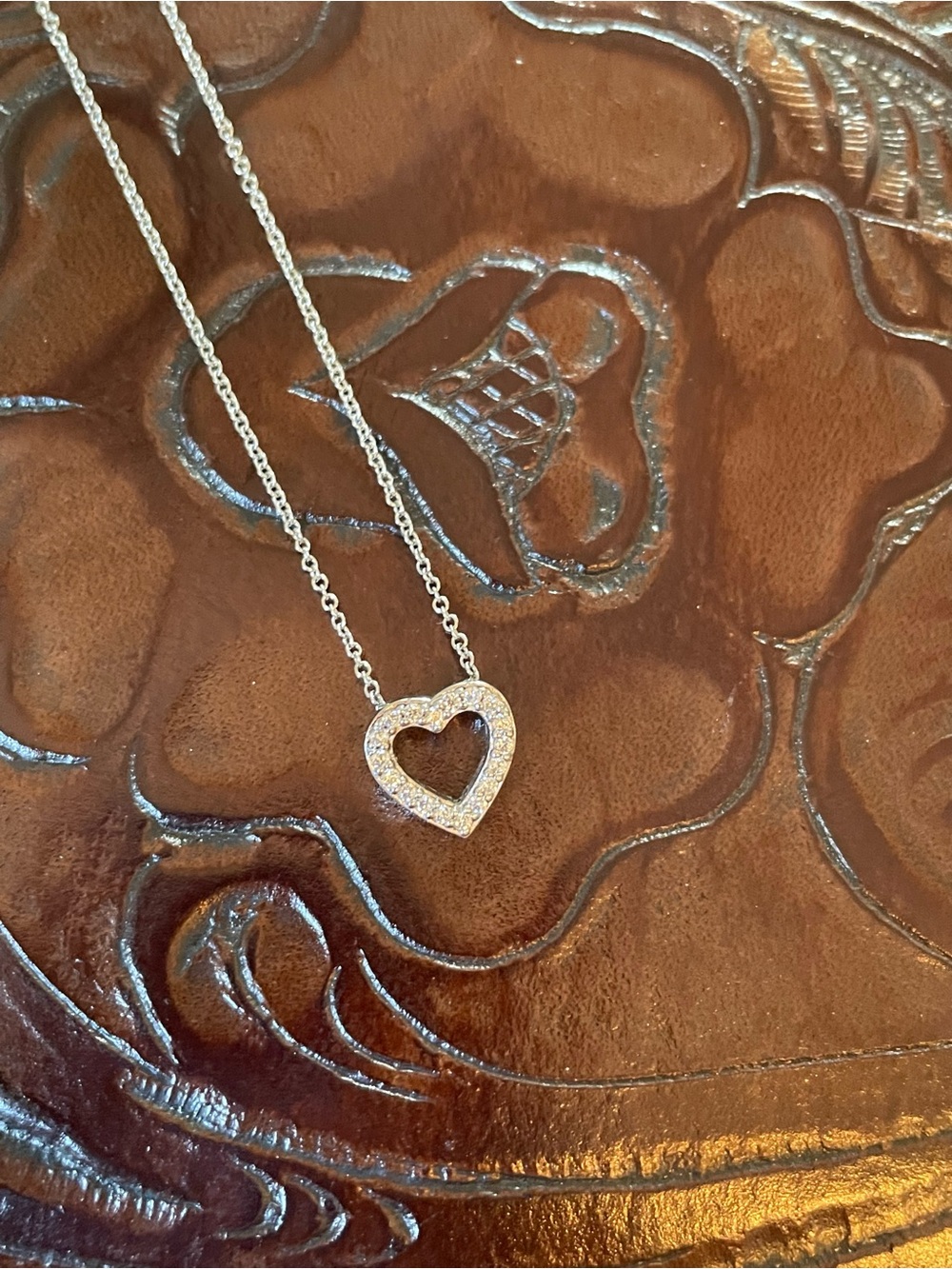 Sterling Silver Delicate Heart Pendant Necklace with Pavé CZ’s